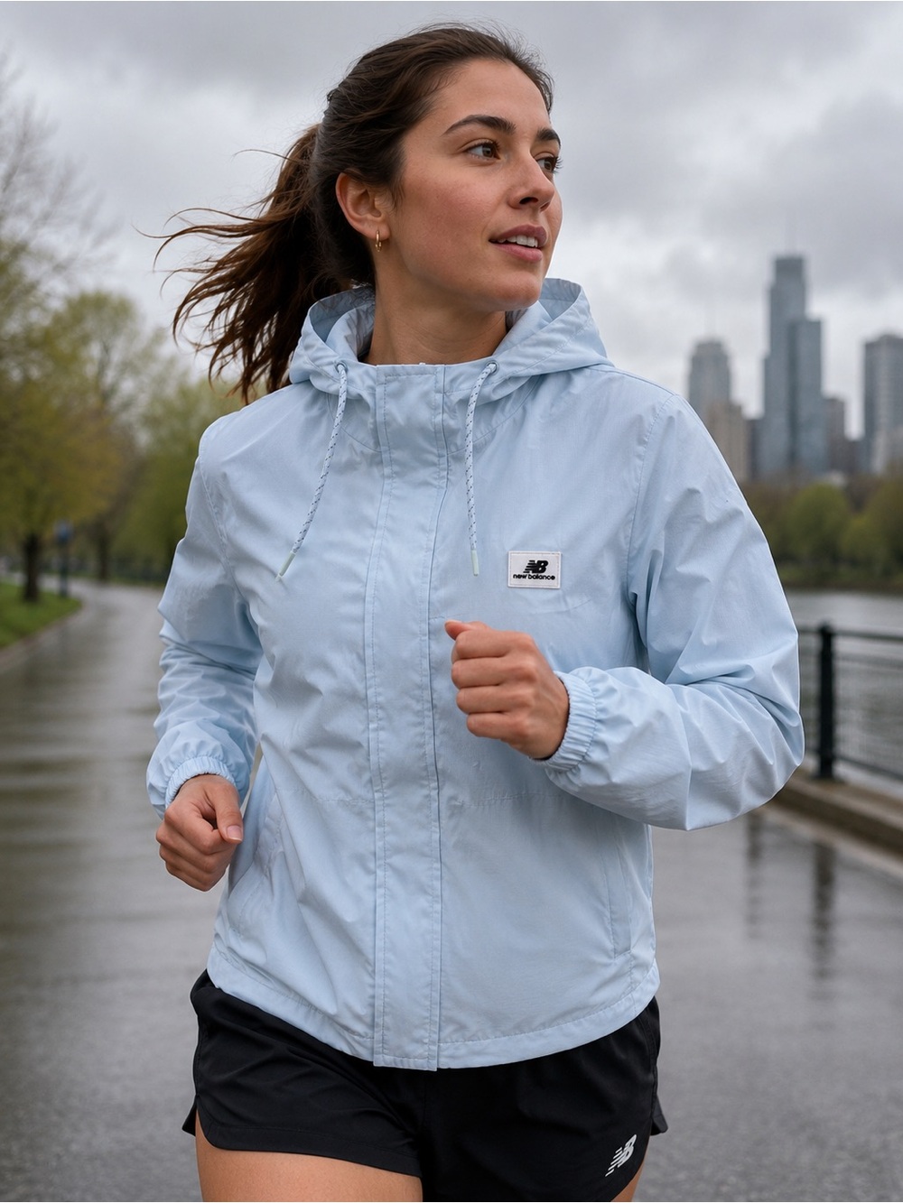New Balance Pale Blue Hooded Windbreaker